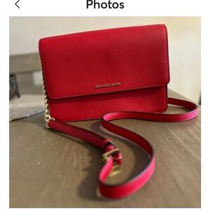 Elegant Red Leather Crossbody Bag